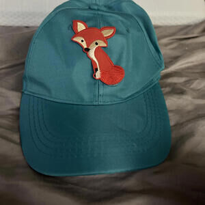 Teal Baseball Cap with Cute Fox Patch -for Sunny Adventures!
